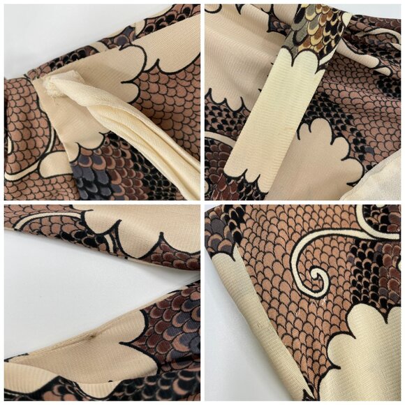 Vintage 70s Brown Printed Belted Dress | Size M-XL - Picture 11 of 11